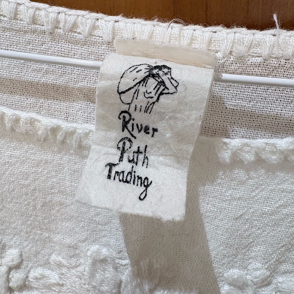 White Cotton Peasant Blouse with Embroidery - Picture 5 of 7
